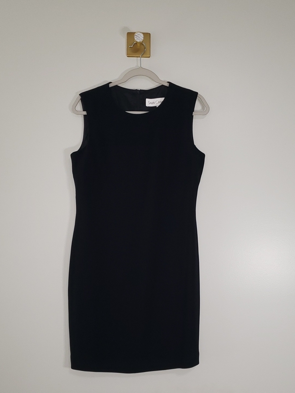 Sara Campbell Sleeveless Midi Sheath Dress 8 Black Office Career Work Business